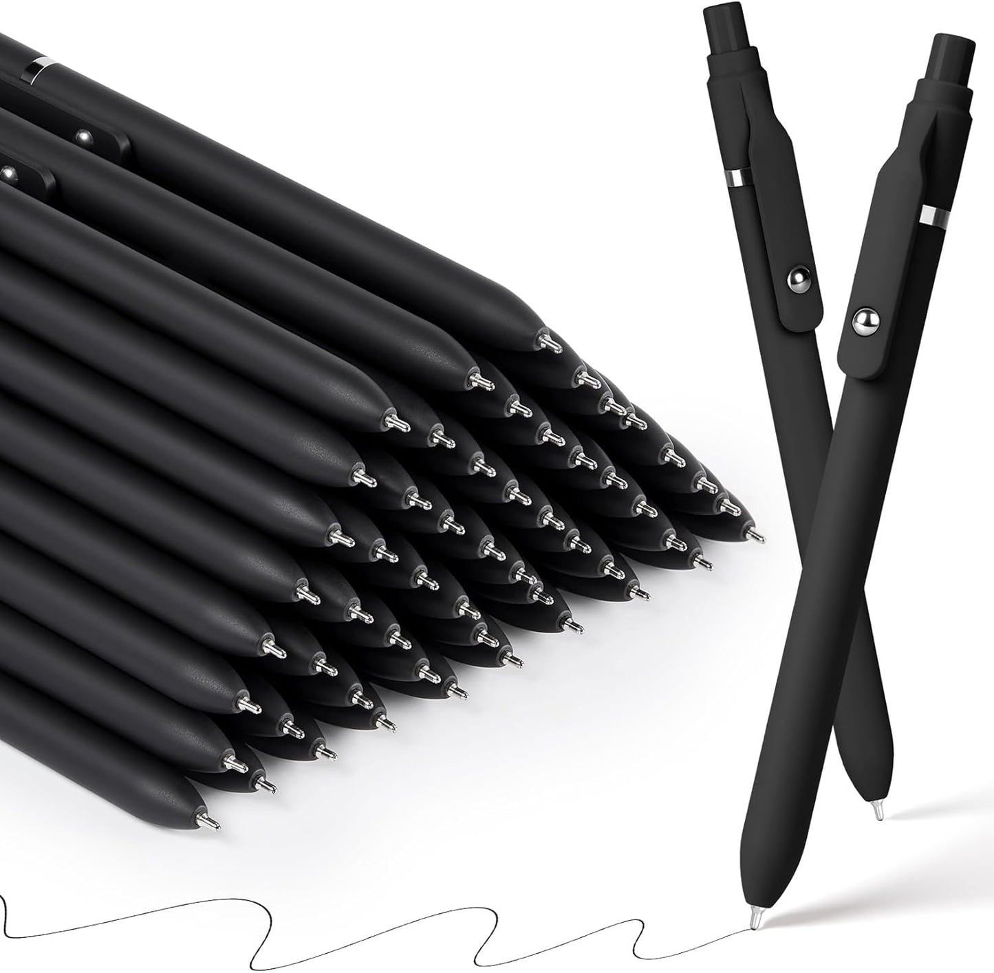 Sooez 40 Pack Bulk Pens Ballpoint, Black Ink Pens for Smooth Writing, Quick Dry Ball Point Pens Black, Medium Point 1.0mm Fidget Pens for Journaling, Office Supplies for Nurse Server, Note Taking