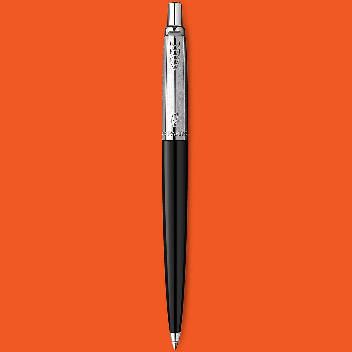 Parker Jotter Originals Ballpoint Pen, Classic Black Finish, Medium Point, Blue Ink, 1 Count - Signature Retractable Design