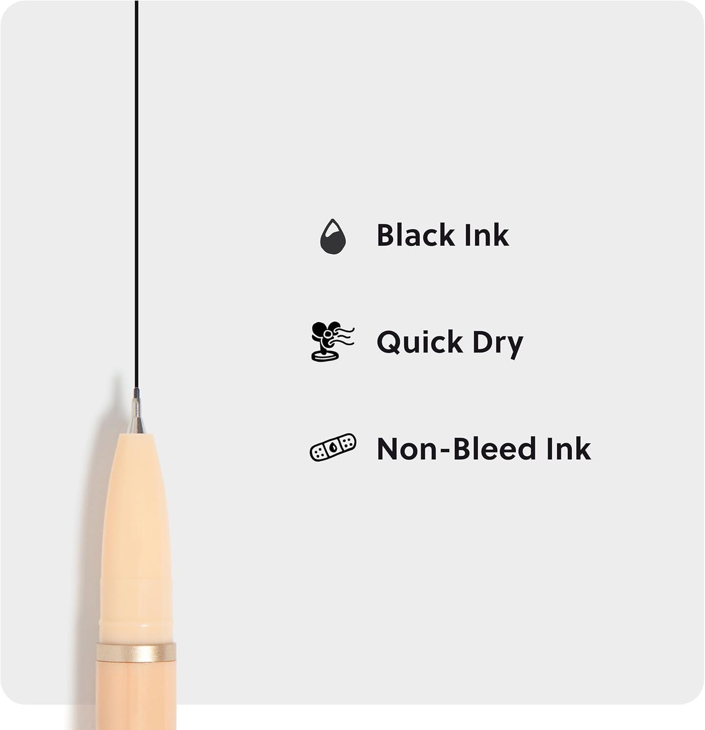 U Brands Catalina Felt Tip Pens, Set of 6 Black Ink Pens, Soft Touch Jewel Tones, Gold Details, Medium (0.7 mm) Point