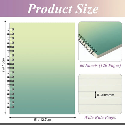 Leelosp 12 Pack Small Spiral Notebook Lined Spiral Journal College Ruled Notebook Wire Bound Kraft Cover, 120 Pages for Work (Multicolor,5.5 x 8.3 Inch)