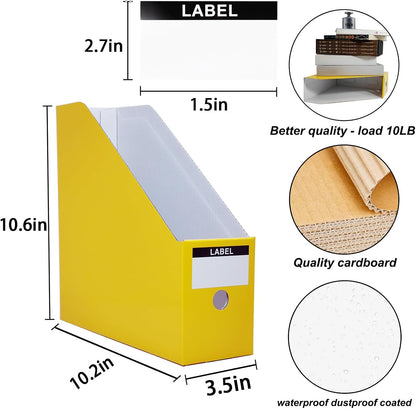 Limitliho 2 Pack White Magazine Holde, Vertical Book Bins for Classroom and Library Use, 10.6'' ×10.2'' ×3.5'' Inch Vertical File Folder Box