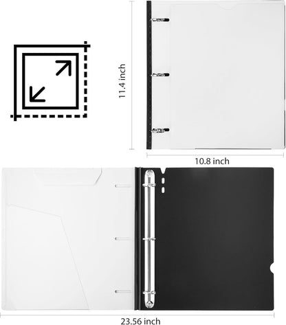 WOT I 1 Inch Telescoping 3 Ring Binder 4 Pack, Expandable Flexible Binder with Customizable Front Cover & Clear Catalog Pocket, Holds 225 Sheets, School Office Supplies, White