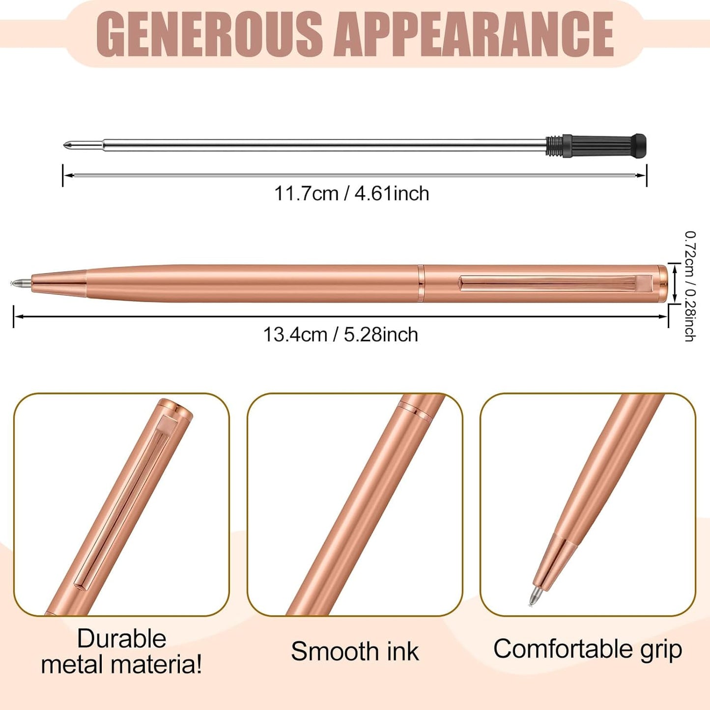 Zonon 240 Pcs Gold Metal Slim Ballpoint Pens Bulk Retractable Metallic Black Ink 1 mm Medium Point Smooth Writing Pens for Wedding Business Office Supplies Students Teachers Men Women Present