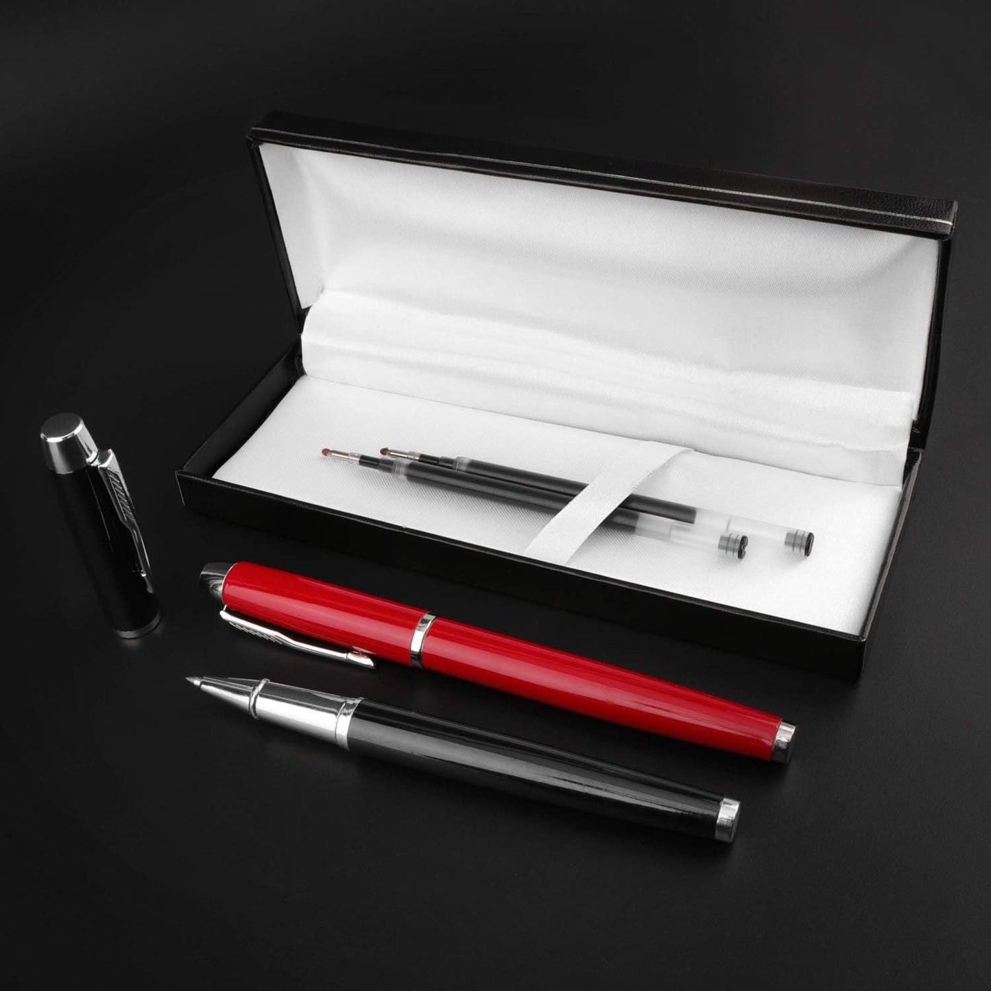 8 Pieces Replaceable Ballpoint Pen Refills Work for Most Brands Pens with Smooth Writing,Free-Flowing German Ink with Medium 0.5mm Ballpoint Tip(Black Refills and Length 4.4inch)