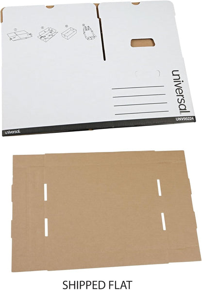 Universal Basic-Duty Economy Record Storage Boxes, 10 Pack, Letter/Legal Files, 12" x 15" x 10", White,