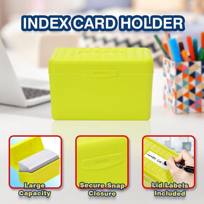 H4D 3x5 Index Card Holder with 100 Heavyweight Ruled Index Cards and 25 Plastic Dividers, Black