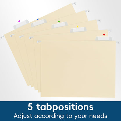 Blue Hanging File Folders,25 Pack Letter Size File Folders with 1/5-cut Tabs,Office Essentials for Filing Cabinet & Desk Storage