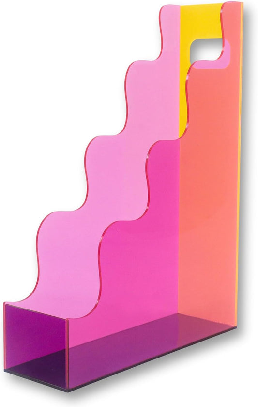 Acrylic File Organizer, Vertical Magazine File Holder, Cute Desk Storage for Holds Files Papers Magazines, Colorful