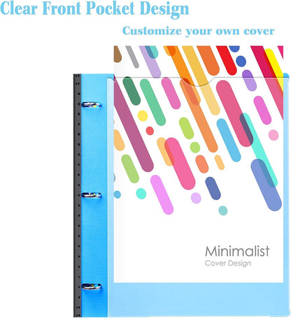 INFUN Telescoping 3 Ring Binder - 4PCS, Portable Plastic 3 Ring Binder with Telescoping Spine, Binders with Foldable Front Cover Holds 8.5"x11" Paper for School, Office, Homes