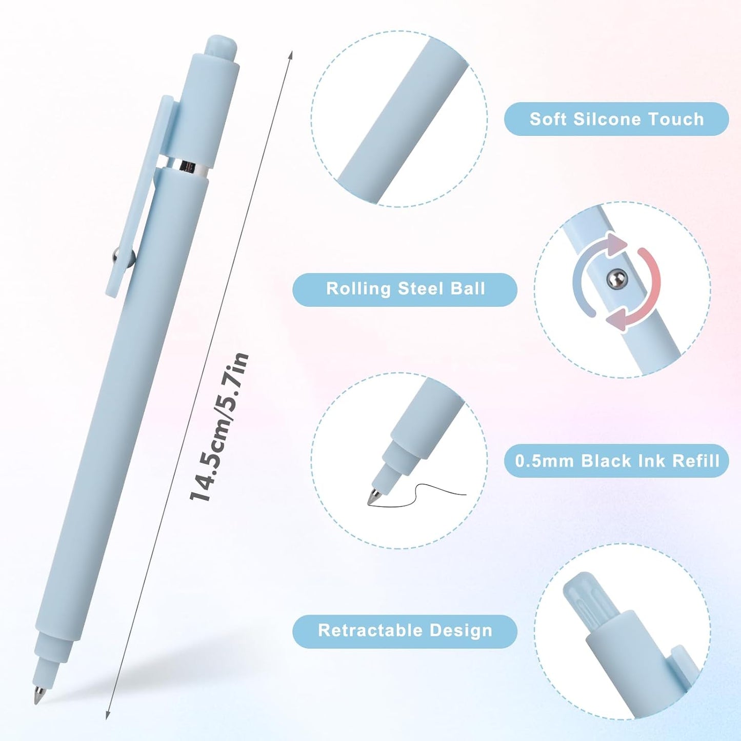 Donse 7 Pcs Gel Pens: 0.5mm Quick Dry Black Ink Fine Point Smooth Writing Pens High-End Series Ballpoint for Journaling Note Taking School Office Supplies Gifts for Women Men Nurse Teacher Students