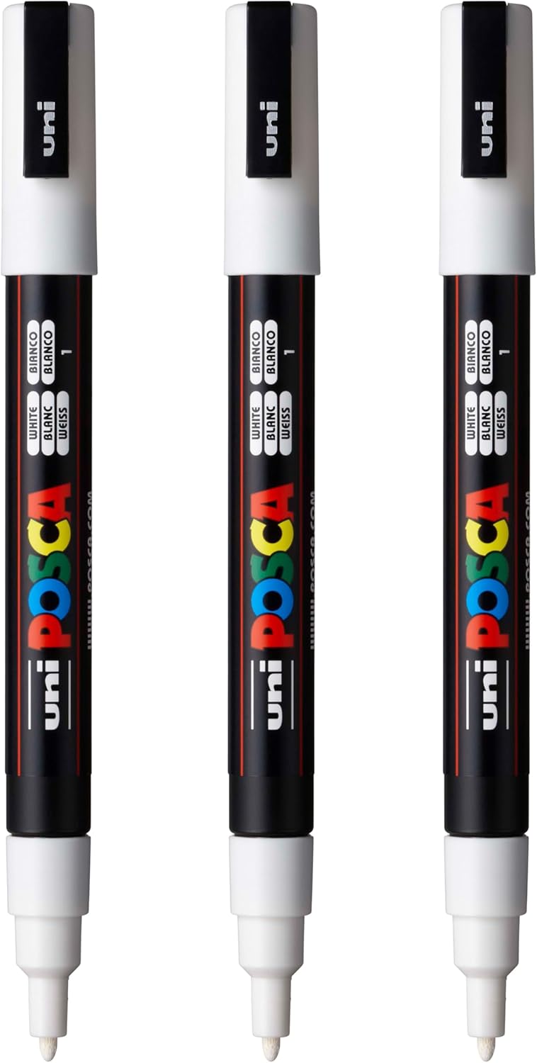 posca PC-3M Water-Based Paint Markers, Reversible Fine Tip (0.9-1.3mm), Pink, 3 Count