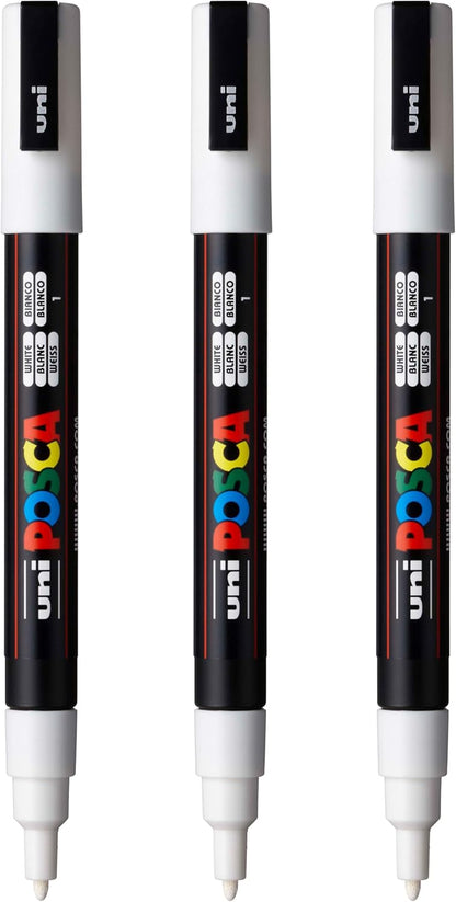 posca PC-3M Water-Based Paint Markers, Reversible Fine Tip (0.9-1.3mm), Pink, 3 Count