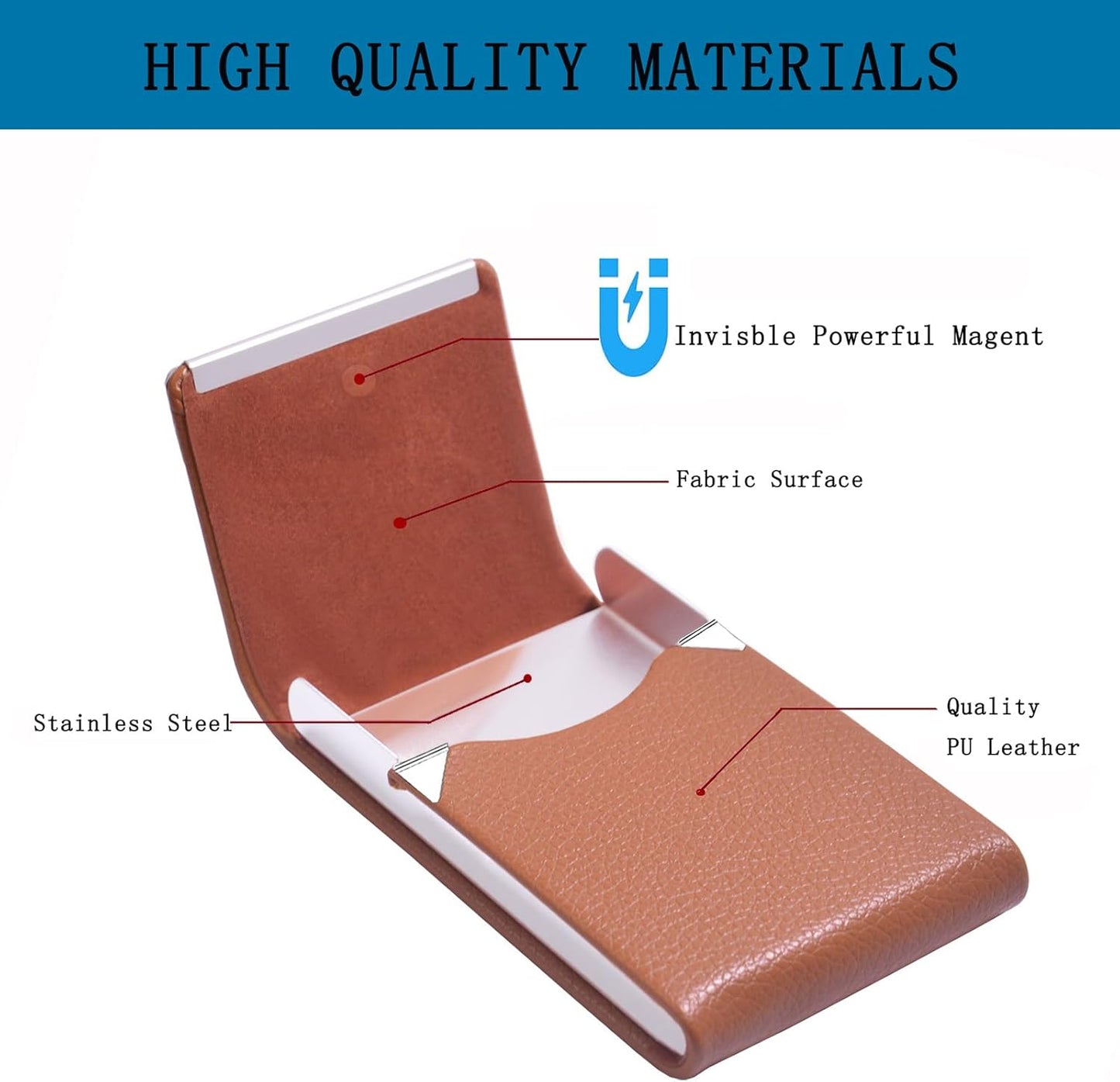 Business Card Holder with Ultra Slim Design,Business Card Case with Premium PU Leather,Suit Pocket Metal Card Holder for Women/Men,Professional Name Card Holder with Magnetic Shut (Black1)