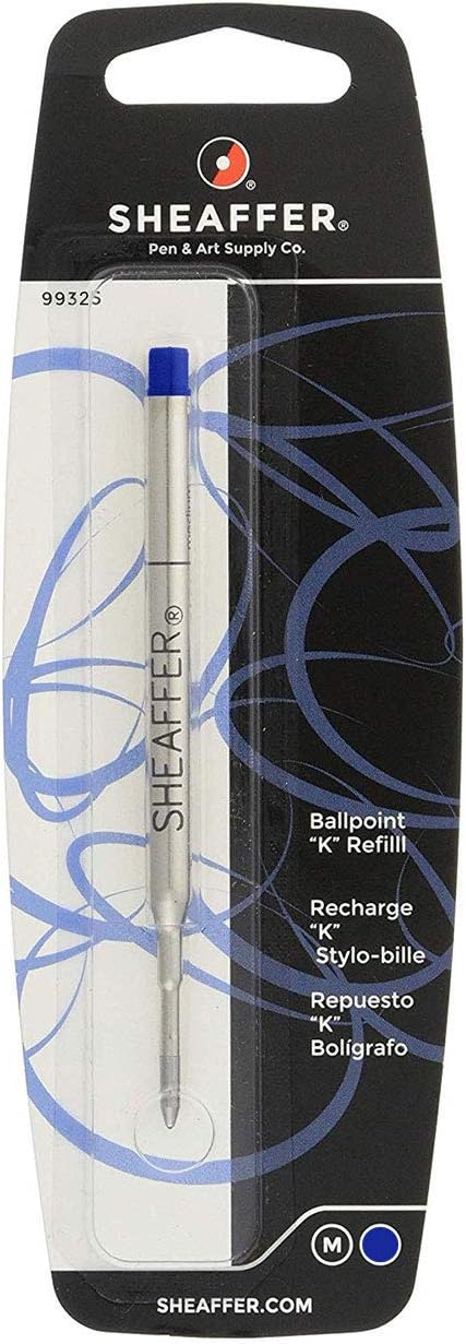 Sheaffer K Ballpoint Pen Refill, Medium Point, Blue Ink, 3/Pack (99325) by Sheaffer