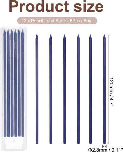 PATIKIL 12Pcs 2.8mm Carpenter Pencil Lead Refills, Solid Dry Pencil Refills Break Resistant Lead Refill for Mechanical Carpenter Construction Pencils Art Drafting, Multicolor