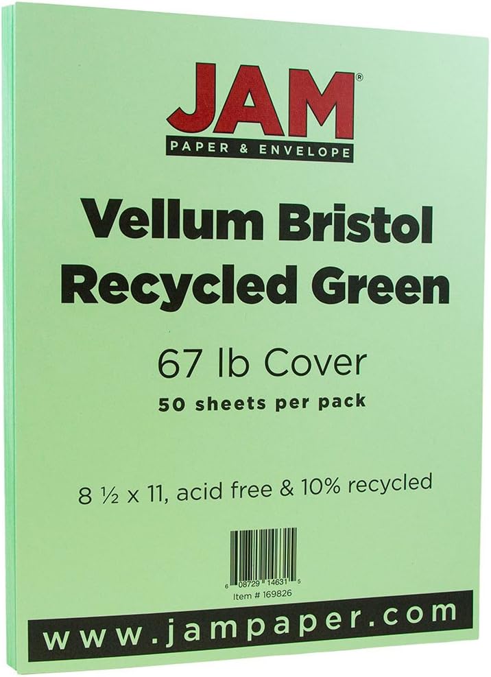 JAM PAPER Vellum Bristol 65lb Cardstock - 8.5 x 11 Coverstock - 147 gsm - Cream - 50 Sheets/Pack
