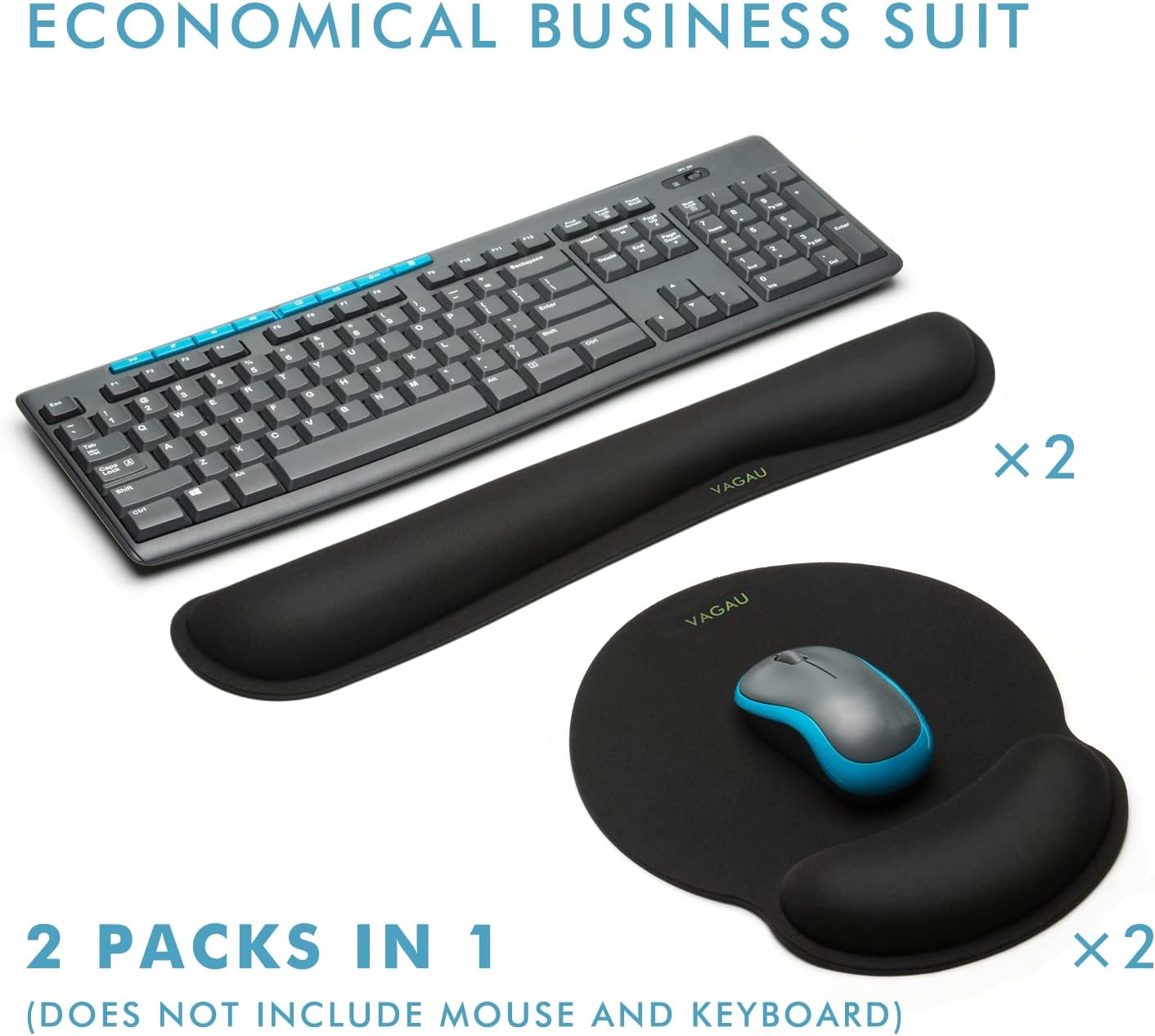 VAGAU Premium Keyboard Wrist Rest and Mouse Pad Wrist Support, Ergonomic Memory Foam Set for Office, Laptop, Mac, Computer and Gaming, Comfortable Typing &Wrist Pain Relief (2 Pack)