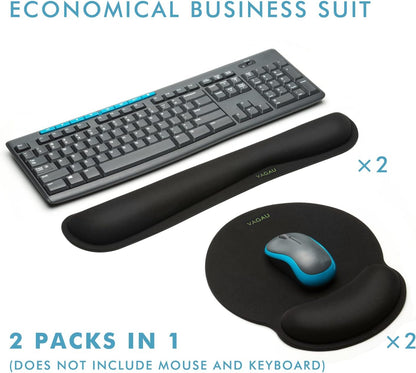 VAGAU Premium Keyboard Wrist Rest and Mouse Pad Wrist Support, Ergonomic Memory Foam Set for Office, Laptop, Mac, Computer and Gaming, Comfortable Typing &Wrist Pain Relief (2 Pack)
