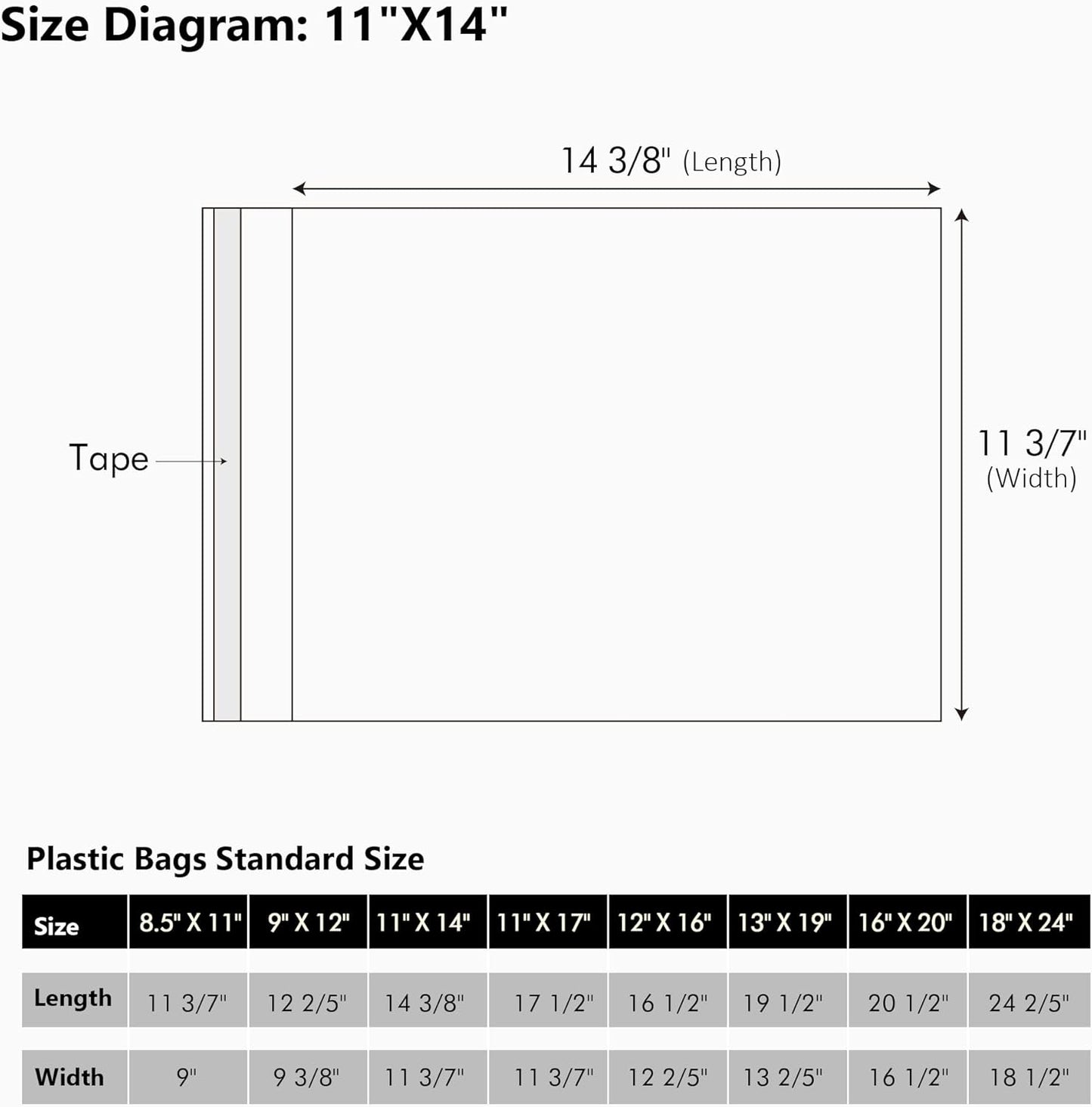 50 Pack Acid-Free Crystal Clear Sleeves Storage Bags for 8.5x11 Art Prints/Pictures/Photos/Framing Mat Mattes (Bag Size: 9"x11 3/7")