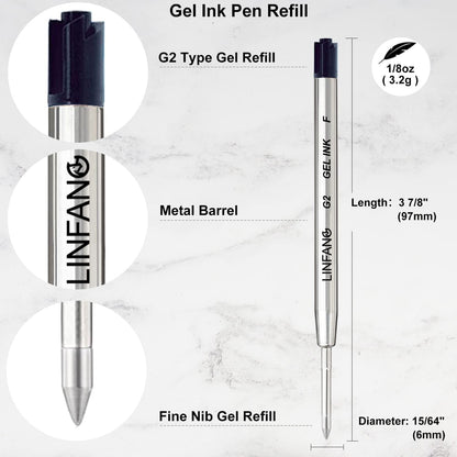 Black Gel Ink Pen Refills Ballpoint Black, 12 Pack Gel Pens Refills Fine Point 0.5mm Tip Smooth Writing Pen Refill (12 Black)