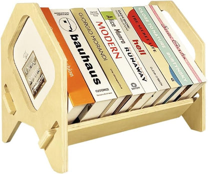 2 Pack Desktop Bookshelf, Stackable Book Organizer with Handle, storage rack for CD/Magazine/File Folder, Portable Small bookshelf for Study, Living room, Kid's room, No Nails, Medium Size