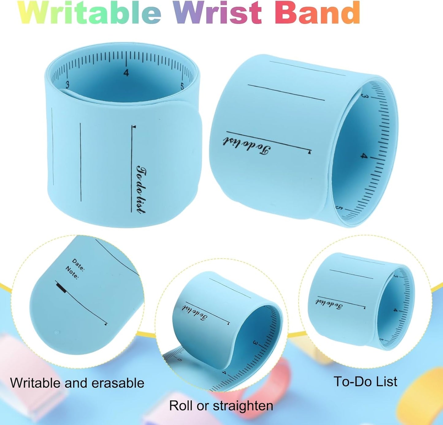 uxcell 2Pcs Writable Wrist Band, 9.45" x 1.18" Waterproof Slap Bracelet Reusable Writable Erasable to Do List Silicone Memo Wrist Bands for Planner Reminder (White)