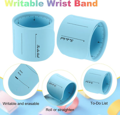 uxcell 2Pcs Writable Wrist Band, 9.45" x 1.18" Waterproof Slap Bracelet Reusable Writable Erasable to Do List Silicone Memo Wrist Bands for Planner Reminder (White)