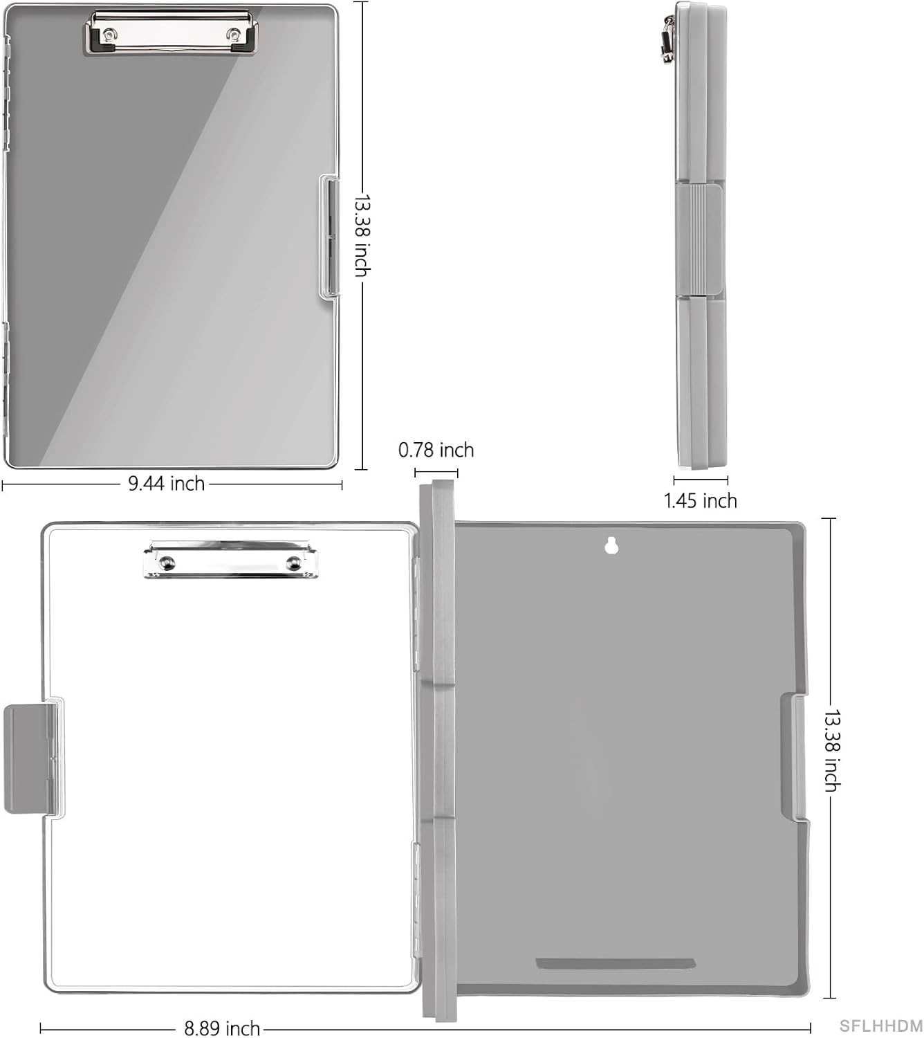 SFLHHDM Clipboard with Storage,Heavy Duty Clip Boards 8.5x11 with 2 Storage Case,Clear Visible Panel Storage Clipboards,Side Opening Nursing Clipboard Folder for Office Supplies-Light Purple