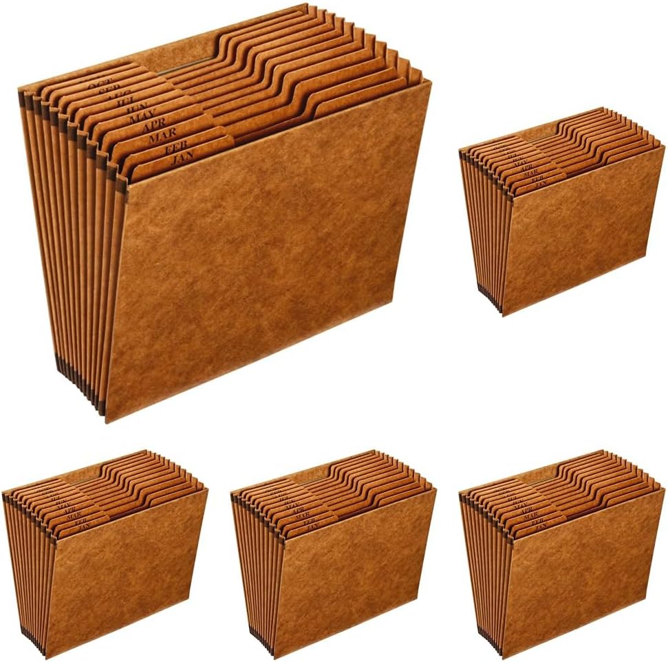 Globe-Weis PFXR217MHD /Pendaflex Heavy-Duty Expanding File, Open Top, 12 Pockets, Monthly Index, Letter Size, Brown (R217MHD)