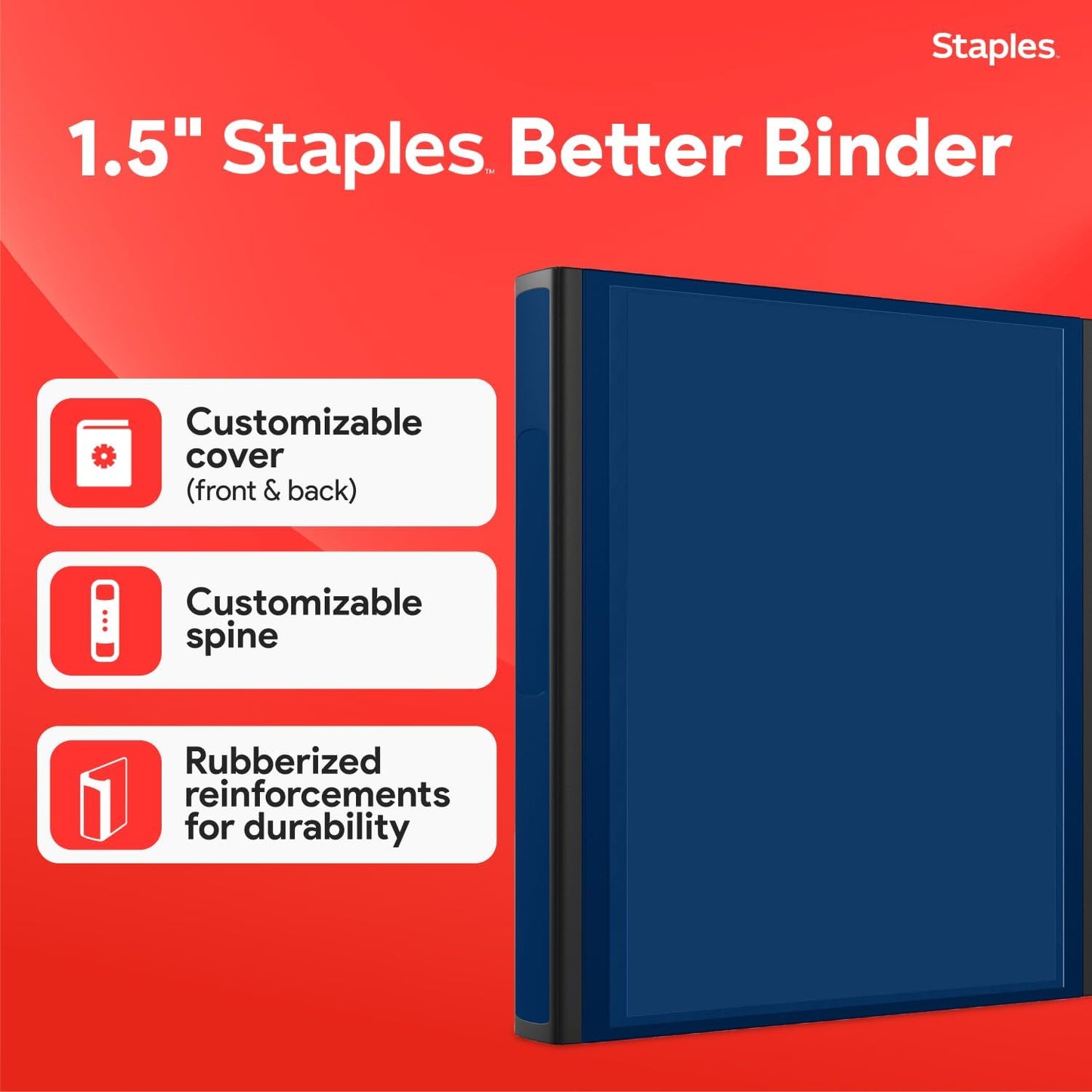 Staples Better Binder 2-Inch D-Ring View Binder, Reinforced Spine, Holds Up to 540 Sheets, Teal, for Office & School