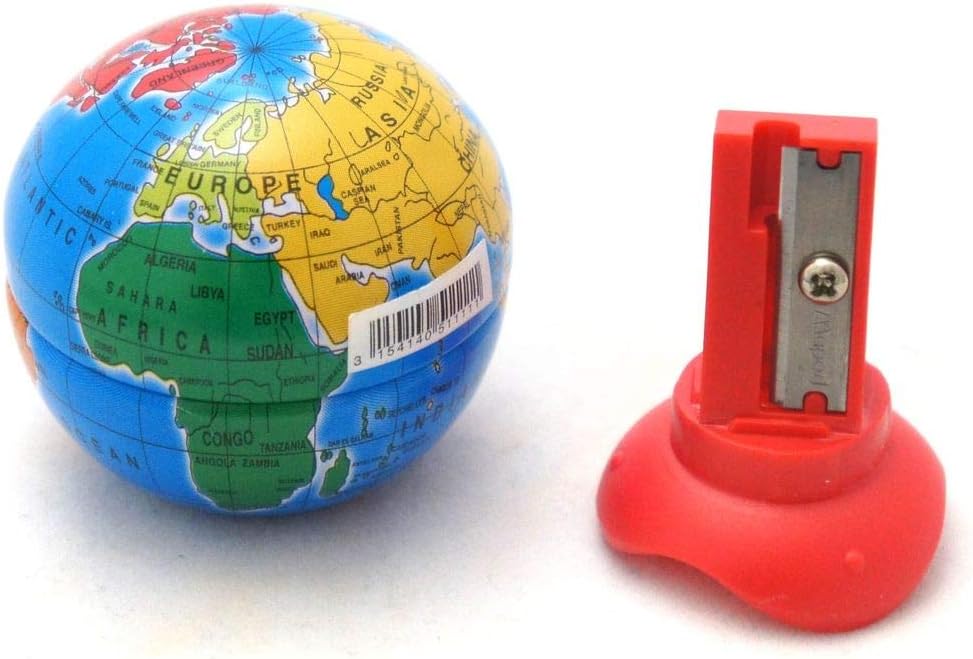 Maped Globe 1 Hole Pencil Sharpener - Compact Desk Accessory - Precise Sharpening - Educational Tool - Attractive Design & Efficient