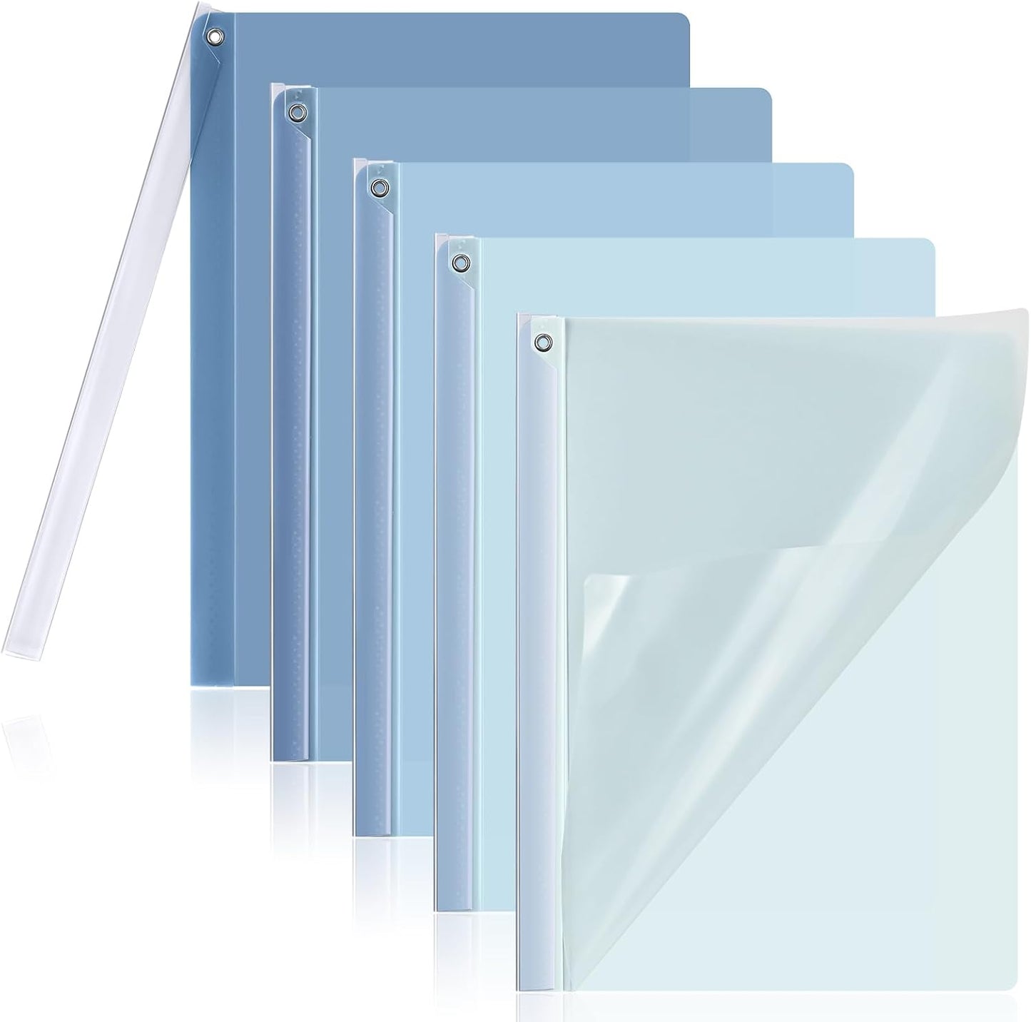 BAYTORY 5Pcs Clear Report Covers with Swing Clip, Plastic Folders for A4 and Letter Size Paper, Clear Front Presentation Binder for School Business, 40 Sheets Capacity/Pack (Blue)