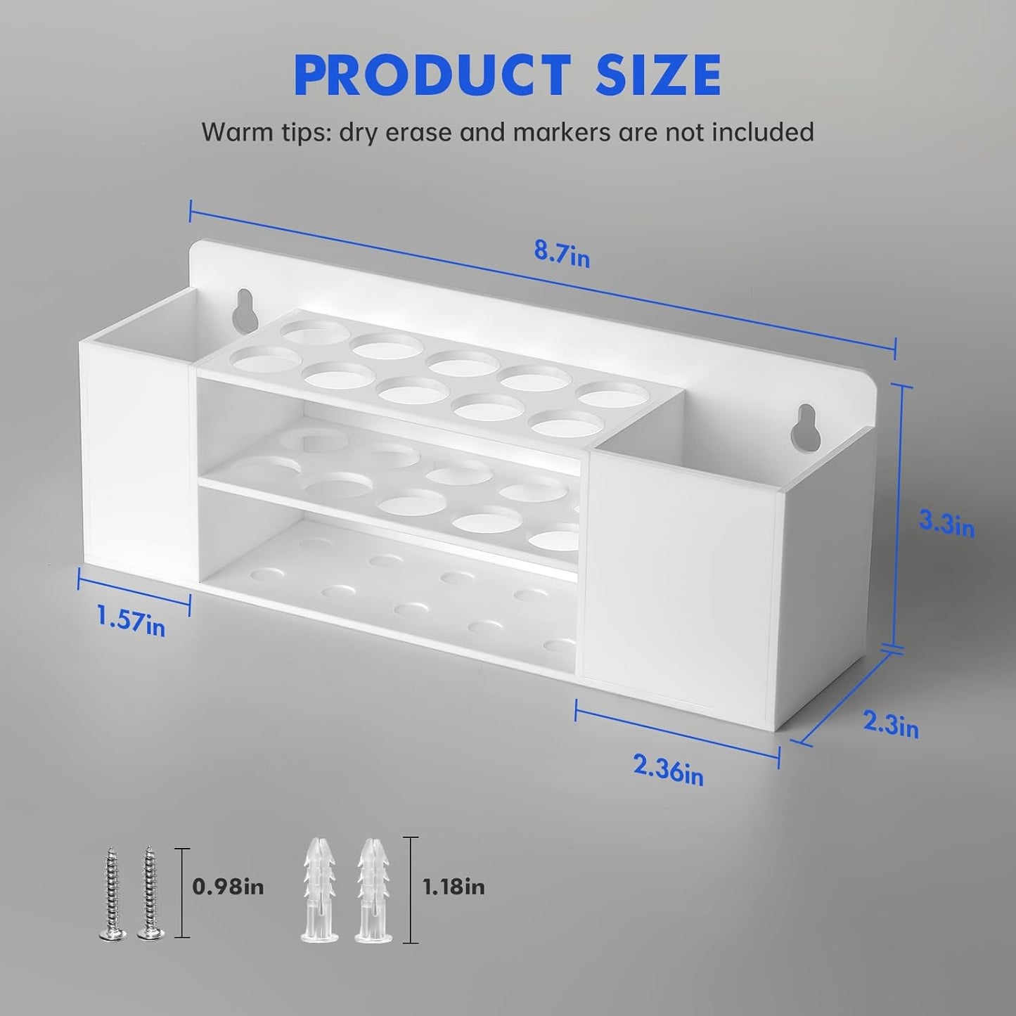 Magnetic Dry Erase Marker Holder for Whiteboard, Wall Mount Pen Holder for Refrigerator, Clear Pencil Holder for Fridge, Strong Magnet Locker Organizer for Classroom, Office