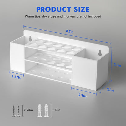 Magnetic Dry Erase Marker Holder for Whiteboard, Wall Mount Pen Holder for Refrigerator, Clear Pencil Holder for Fridge, Strong Magnet Locker Organizer for Classroom, Office