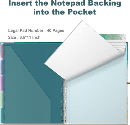 Hongri Clipboard Folio with Refillable Lined Notepad, 8.5 x 11 Folders with Storage 10 Pockets, Spiral Portfolio, Size 12.8X 9.7 in, Office & School Supplies, Skeleton
