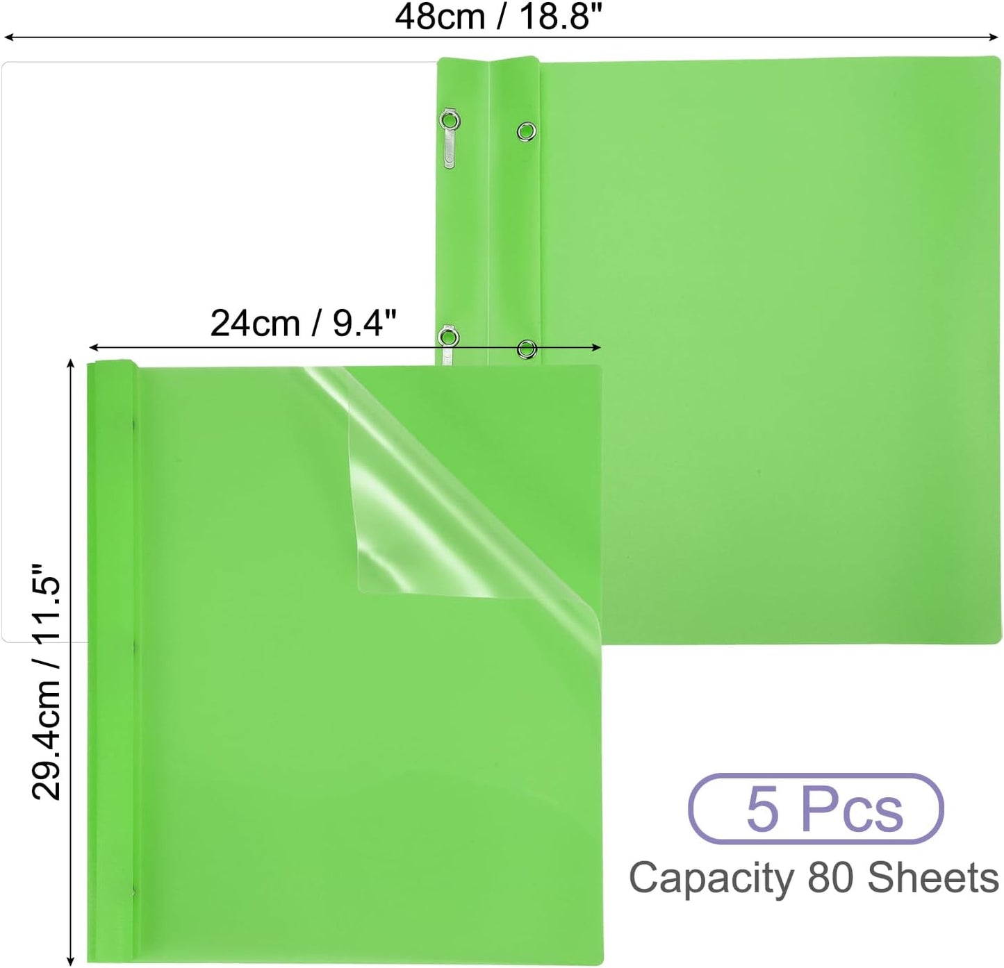 PATIKIL Plastic Report Covers with Prong, 5 Pcs 80 Sheet Clear Front Presentation Binders with 3 Metal Prong Fasteners Report Folder for Resume Documents Files Letter, Purple