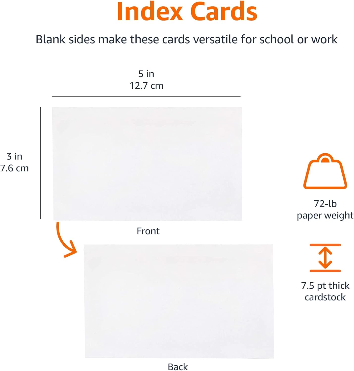 Amazon Basics Ruled Lined Index Cards for Study, Notes and Recipes, White, 3" x 5", 1,000 Count (10 Pack of 100)