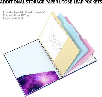 Rimilak Spiral Clipboards Folio with Refillable Lined Notepad, 14.5 x 9.8 In, Hardcover Cover with 5 Interior Pockets, Elastic Band and Pen Loop Series. Cute Stylish Clipfolio, Daisy Flower