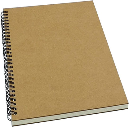 YUREE Spiral Notebook/Spiral Journal Lined, B5 Hard Kraft Cover Wire Bound Notebook Ruled, 70 Sheets (140 Pages), 10.5" x 7.3", Brown