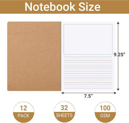 zmybcpack 2 Pack Write Beginner Paper for Kids, 8.5"x11" Story Writing Paper for Kids to Write Story, Primary Composition Notepad(100 Sheets Each, Double-Sided Printing)