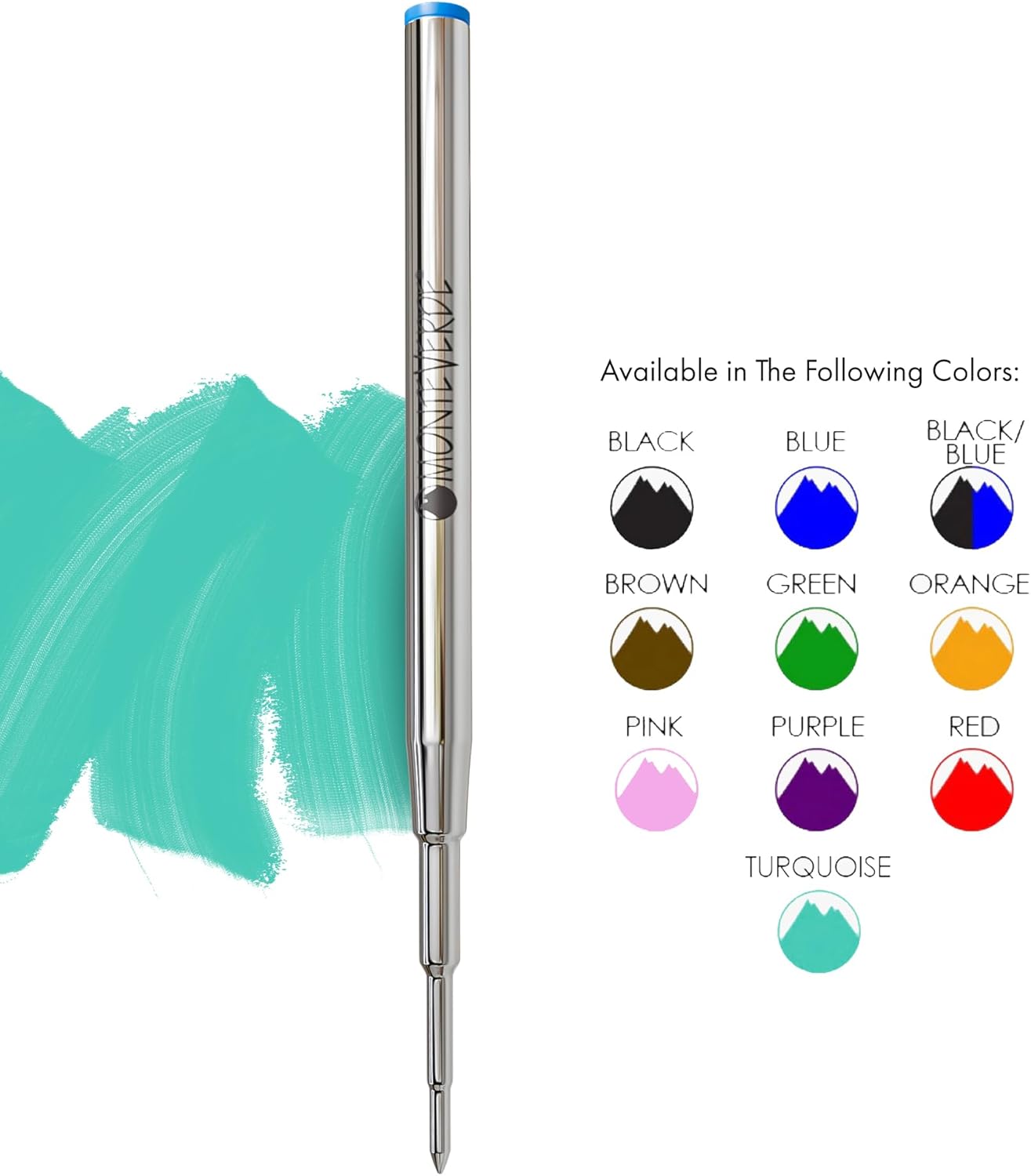 Monteverde USA Capless Ceramic Gel Refills to Fit Montblanc Ballpoint Pens, Fine Point Black Ink, Converts to Capless Rollerball, 2-Pack (M132BK)