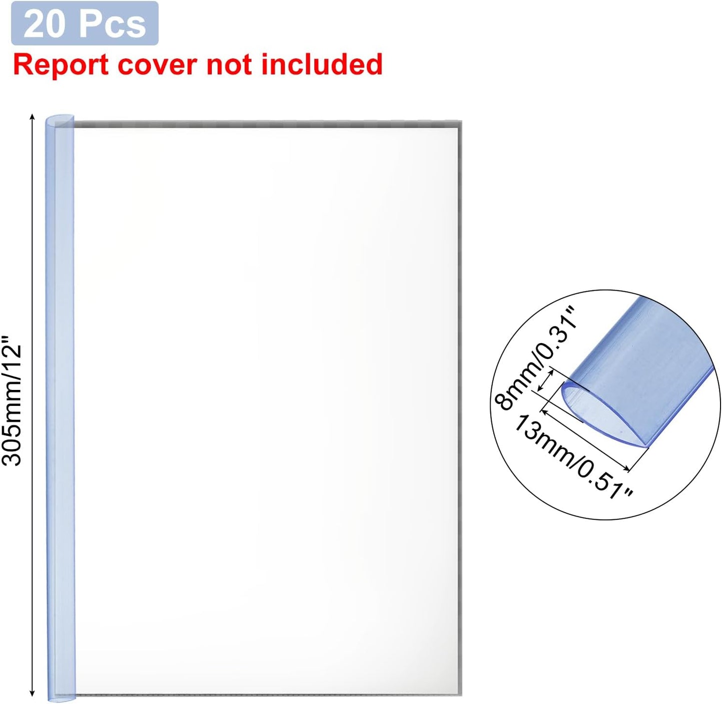 PATIKIL 20Pcs Binding Bars, 13x8mm Binding Bars Slide Grip 50 Sheets Capacity A4 Size Report Binder Presentation Binder for Study Office Report Cover Resume, Transparent Yellow