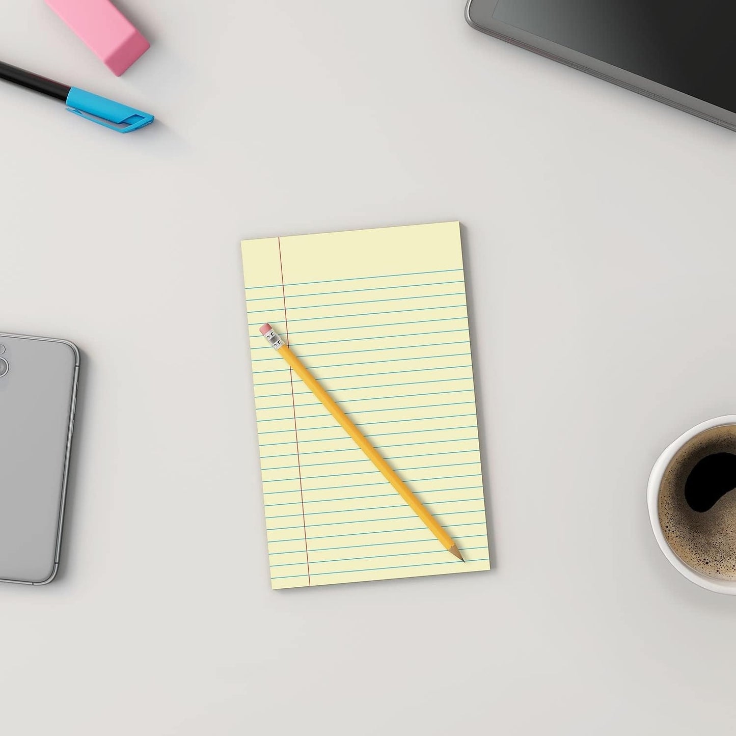 STAPLES Notepads, 8.5” x 11”, Narrow Ruled, White, 50 Sheets/Pad, 12‑Pack