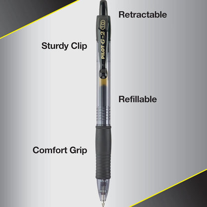 Pilot G2 Premium Gel Pens, Black Pens, Bold Point 1 mm, Tub of 48, Black