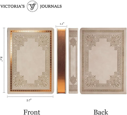 VICTORIA'S JOURNALS Leatherette Vintage Journal Hard Cover Lined Notebook Old Looking Travel Diary, A5 Size 5.7'' x 8.1''