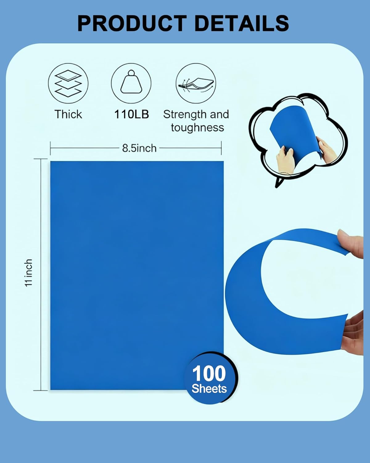 Veritas White Cardstock 8.5 x 11”, 110LB Index/199GSM Heavyweight Card Stock, 100 Sheets, Thick Cardstock Printer Paper for Copy, Printing, Art Projects, Invitations, Made In USA
