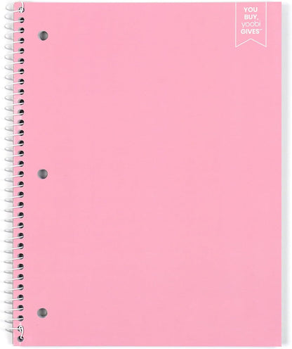 Yoobi College Ruled 8 x 10.5” Spiral Notebook Set – 3-Pack of 1 Subject Notebooks, Pink, Purple & Black Celestial Patterns – 150 Perforated 3-Hole Punched Sheets