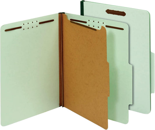 Office Depot 100% Recycled Classification Folders, 1 Divider, 1 3/4in Expansion, Letter Size, Light Green, 10 pk, OD23776R
