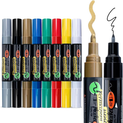 TRANSON Black and White Bold Tip and Extra Fine Tip Paint Markers Waterproof Oil Paint pen