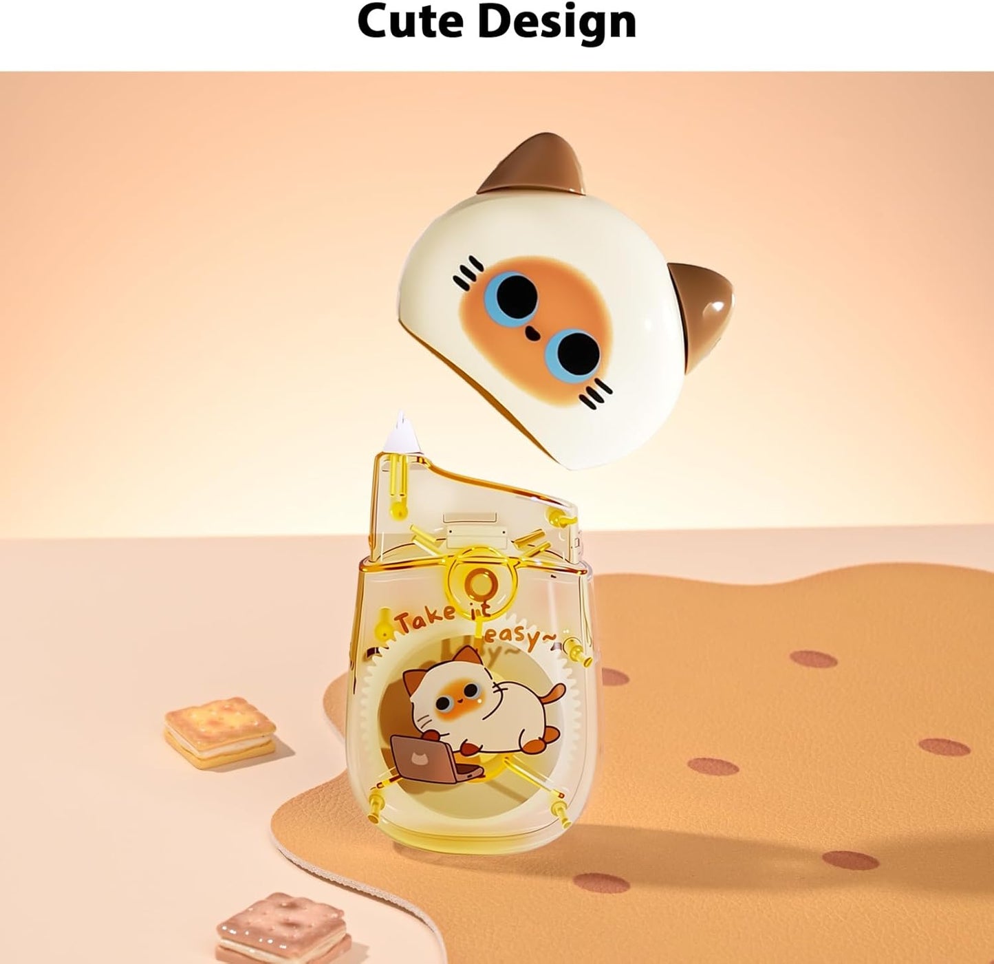 2Pcs Cute Cat White Correction Tape Kawaii Extra-Long Correction Tape – 98ft (30m) Each with Aesthetic Cute Cartoon Cat Applicator for Back To School Office Supplies